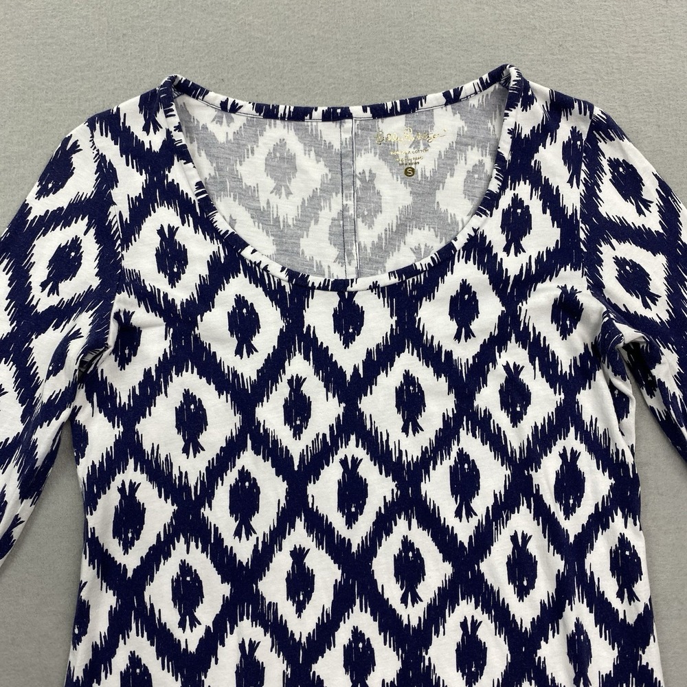 Lilly Pulitzer Beacon Dress Womens Small Blue 3/4 Sleeve Tropical Resort Preppy - Picture 2 of 12